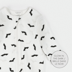 Petit Lem Bats Glow in the Dark Print on Off-White Sleeper (3m/24m)
