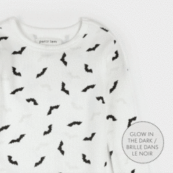 Petit Lem Bats Glow in the Dark Print on Off-White PJ Set (2y/7y)