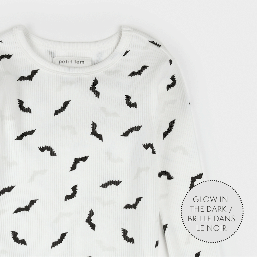 Petit Lem Ensemble pyjama blanc cassé à imprimé de chauve-souris phosphorescent (2y/7y)