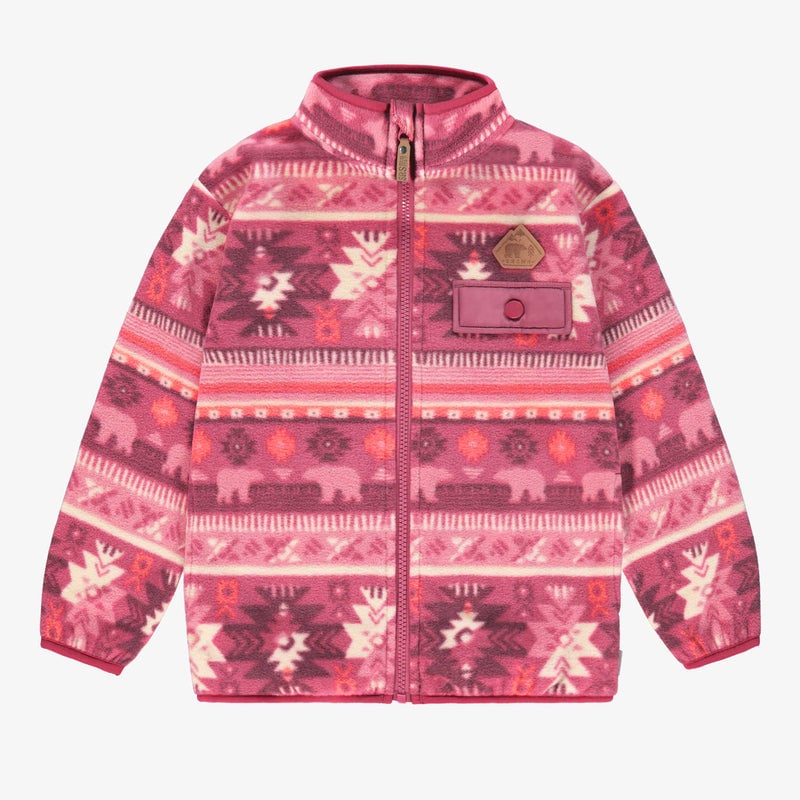 Souris Mini Veste rose en polar avec motifs (3y-6y)
