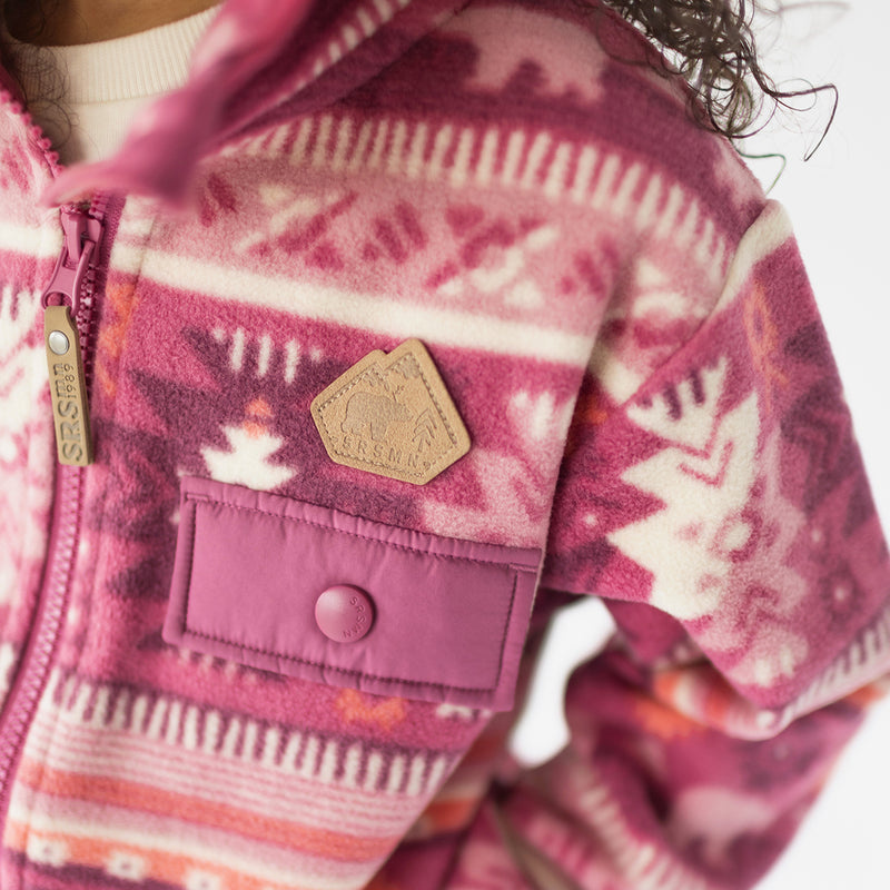 Souris Mini Veste rose en polar avec motifs (3y-6y)