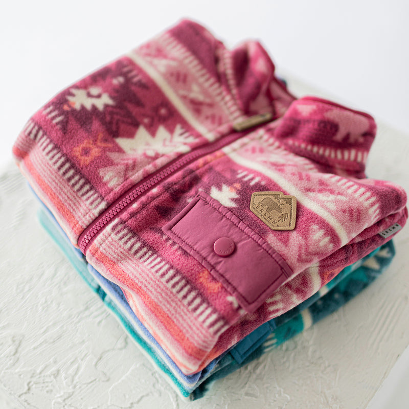 Souris Mini Veste rose en polar avec motifs (3y-6y)