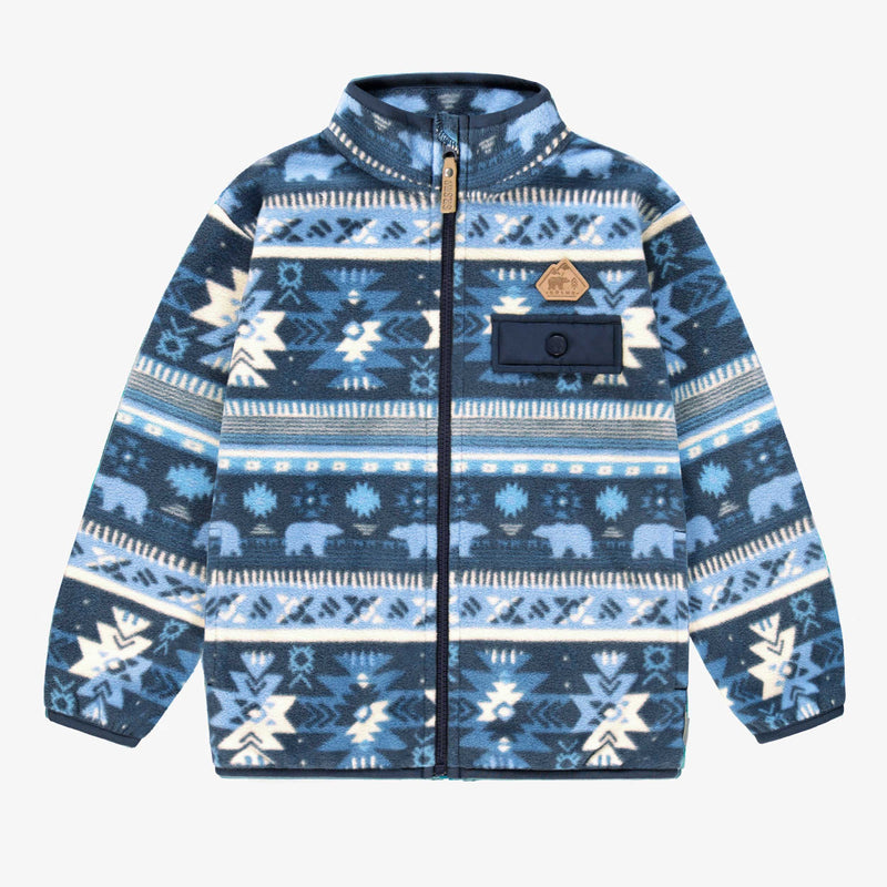 Souris Mini Veste bleue en polar avec motifs (3y-6y)