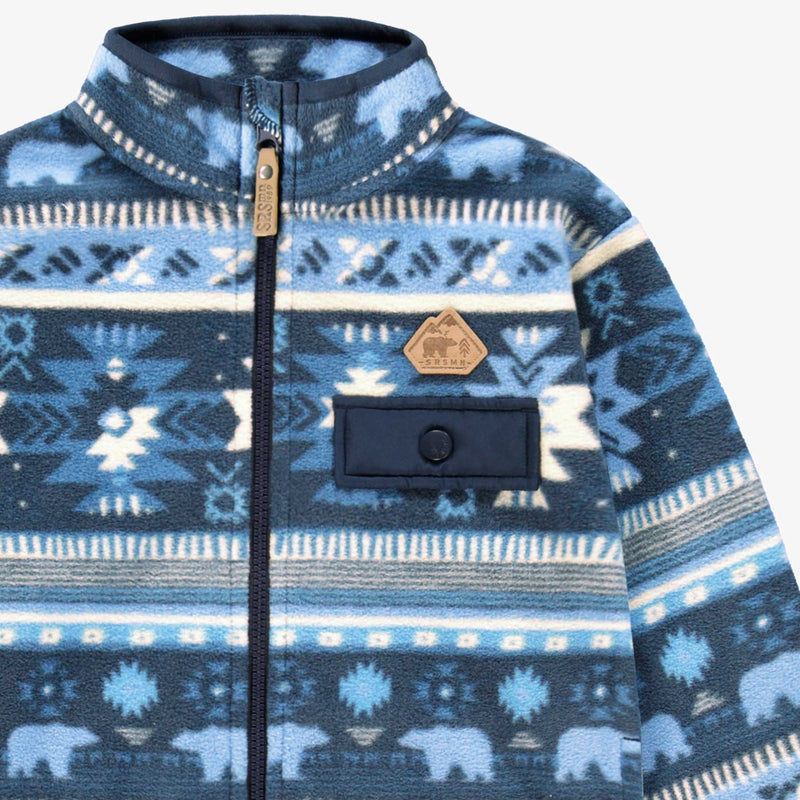 Souris Mini Veste bleue en polar avec motifs (3y-6y)