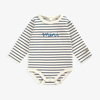 Souris Mini Cream diaper cover with blue stripes (0-3m/12-18m)