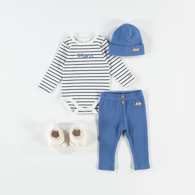 Souris Mini Cache-couche à rayures bleues (0-3m/12-18m)