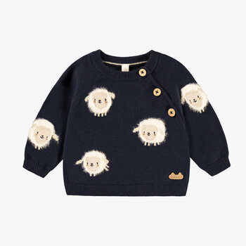 Souris Mini Navy blue knit sweater (0-3m/12-18)