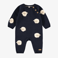 Souris Mini Navy blue knit one-piece (0-3m/12-18m)