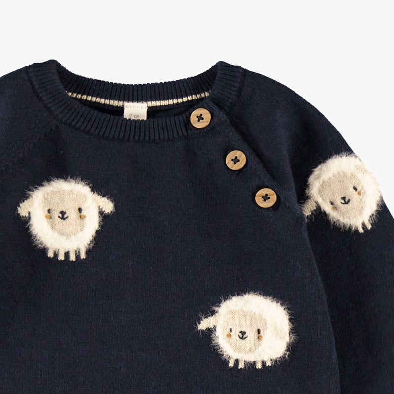 Souris Mini Une pièce bleu marine en tricot (0-3m/12-18m)