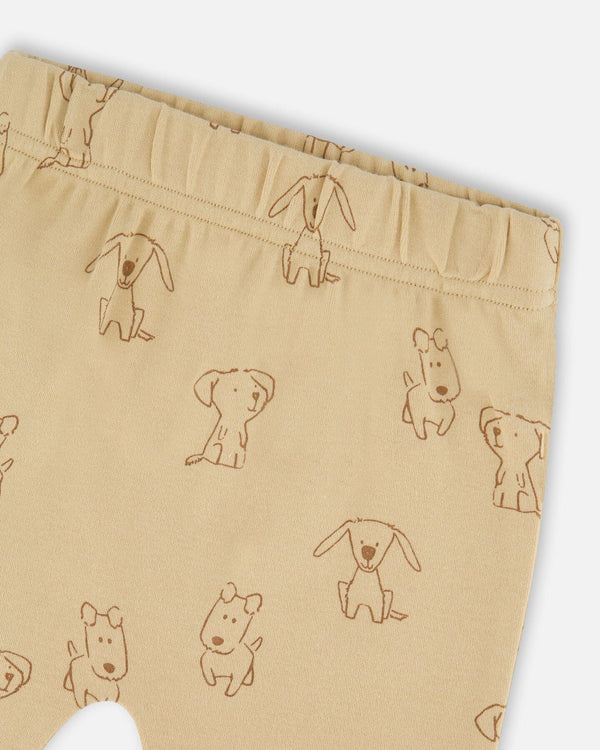 Deux Par Deux Ensemble pantalon et haut de chiens en Coton Biologique - Beige