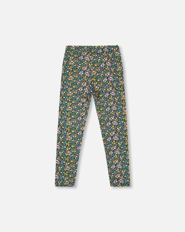 Deux Par Deux Legging avec fleurs - Vert