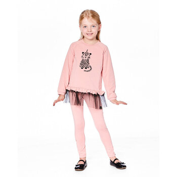 Deux Par Deux Haut long avec ourlet volanté en maille - Rose