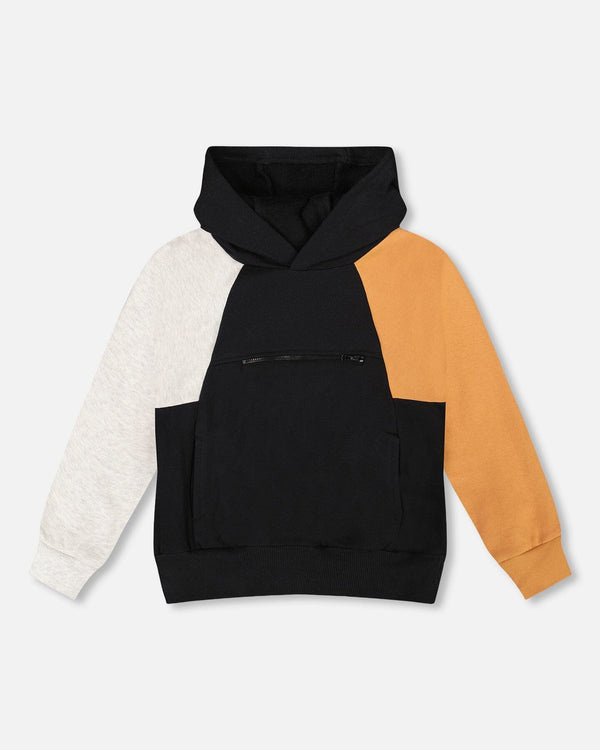 Deux Par Deux Sweat-shirt à capuche avec poche zippée - Noir