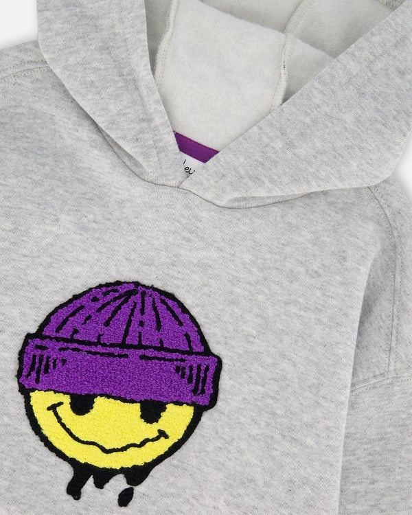 Deux Par Deux Sweat-shirt à capuche avec emoji - Gris chiné