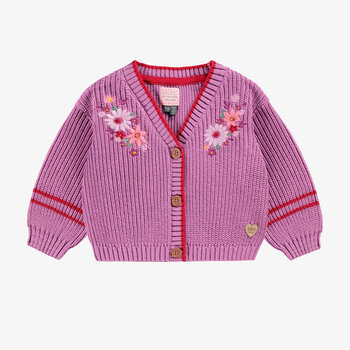 Souris Mini Cardigan mauve en tricot (6-9m/2-3y)
