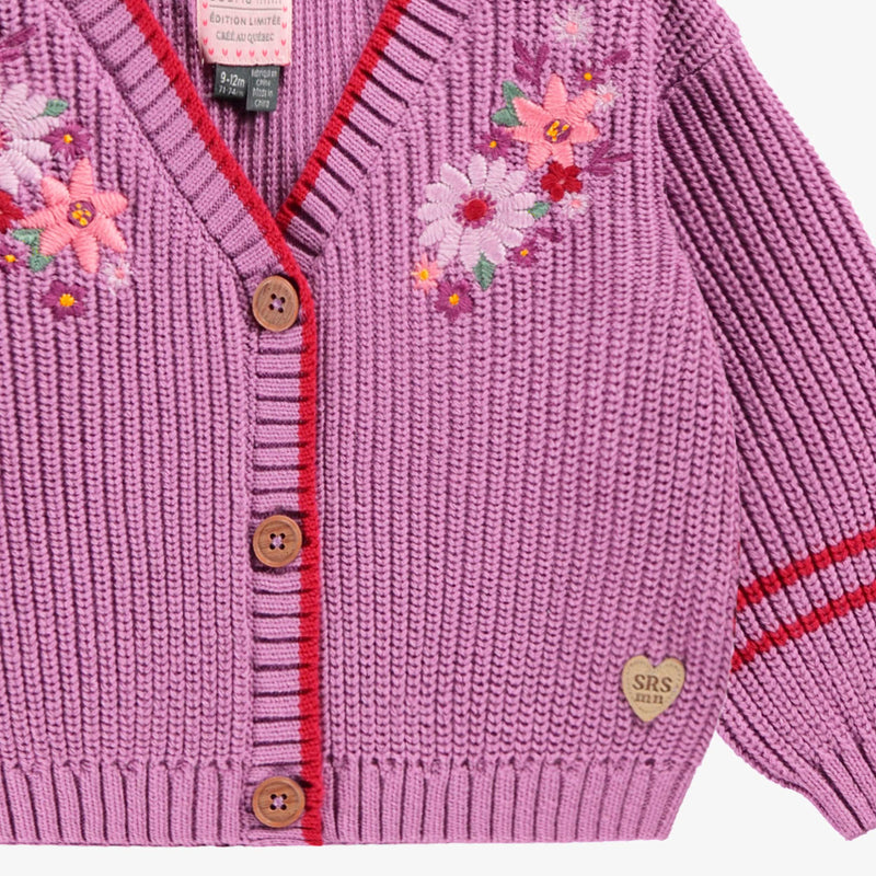 Souris Mini Cardigan mauve en tricot (6-9m/2-3y)