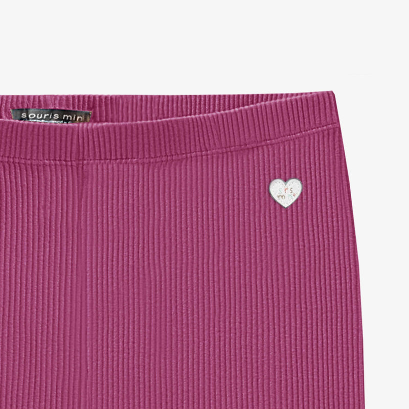 Souris Mini Legging mauve en tricot côtelé