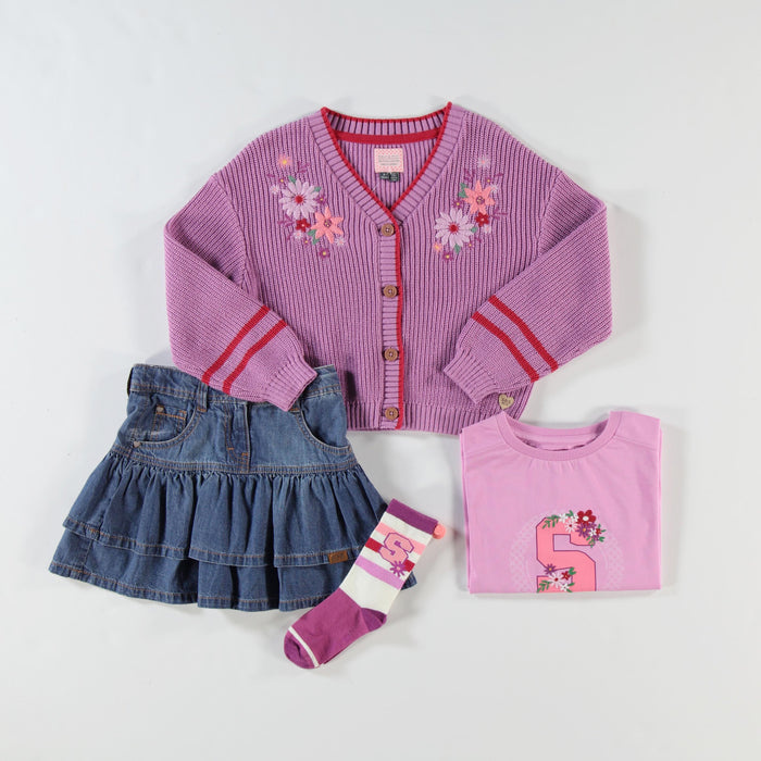 Souris Mini Cardigan mauve en tricot (3y/6y)