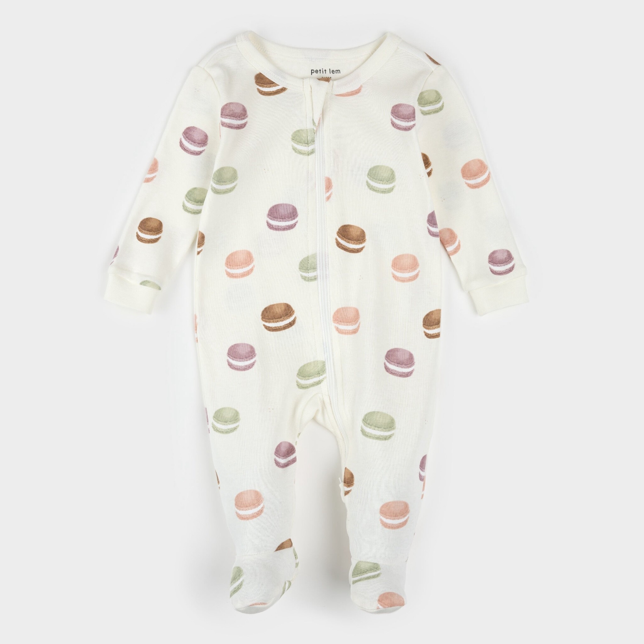 Petit Lem Dormeuse blanc antique à imprimé de macarons (6m/24m)