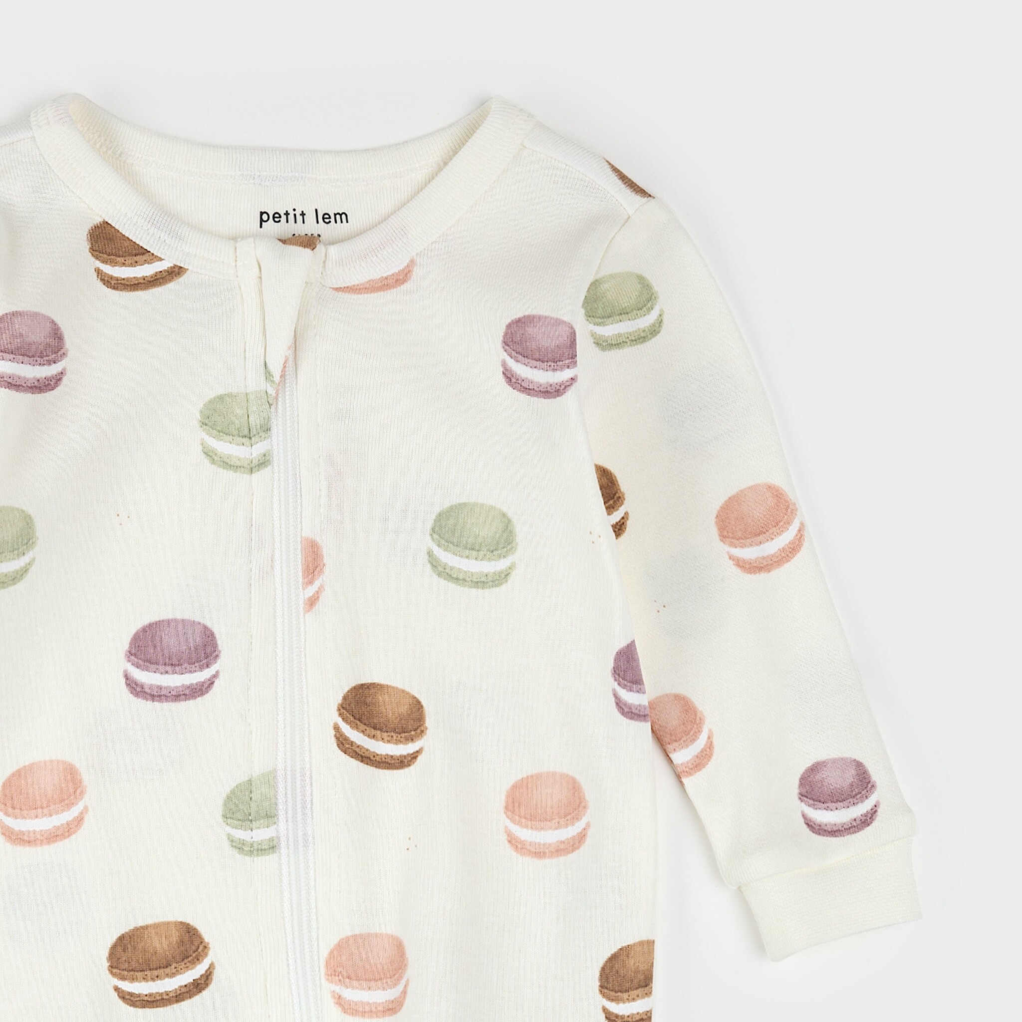 Petit Lem Dormeuse blanc antique à imprimé de macarons (6m/24m)