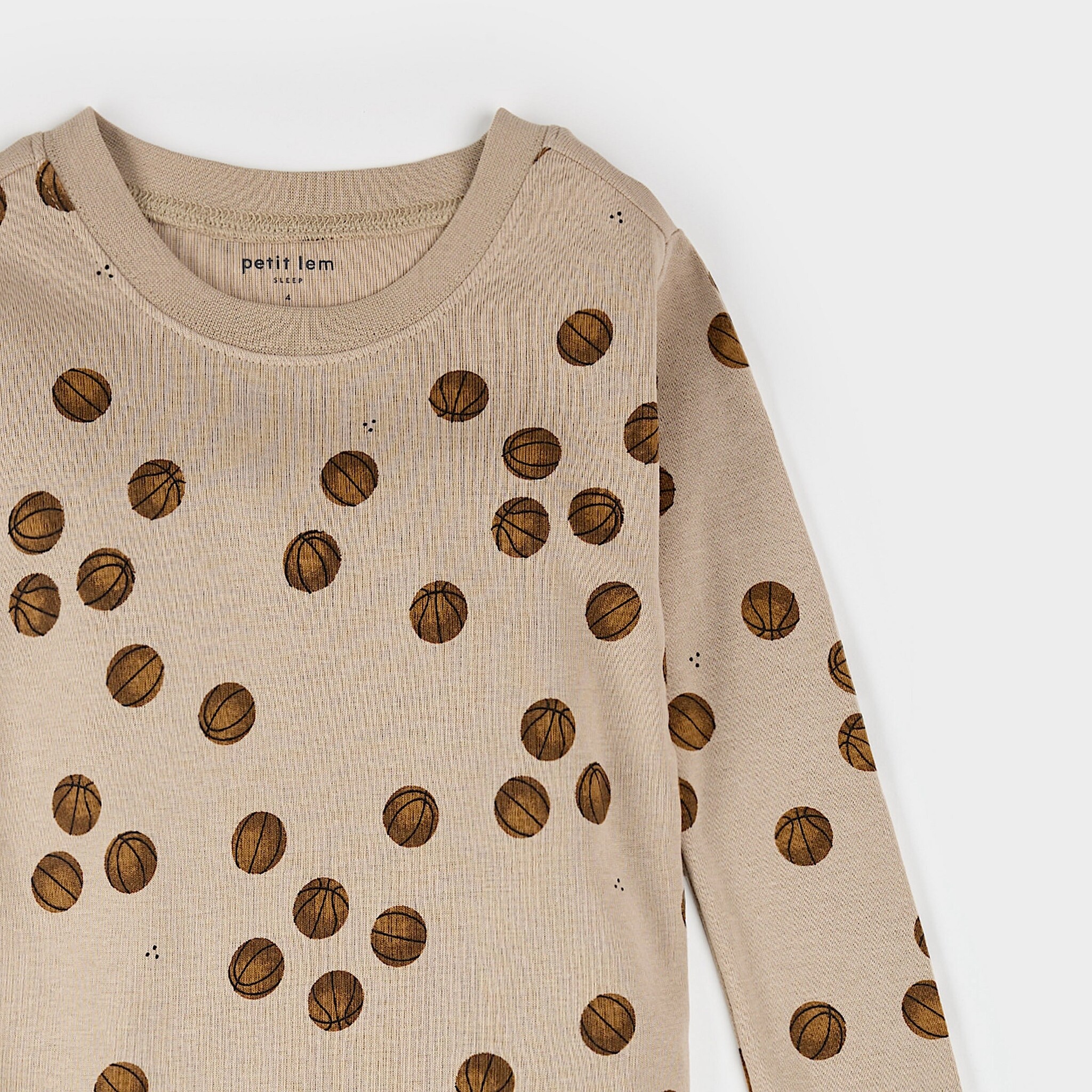 Petit Lem Ensemble de pyjama avoine à imprimé de basketball (8y/10y)