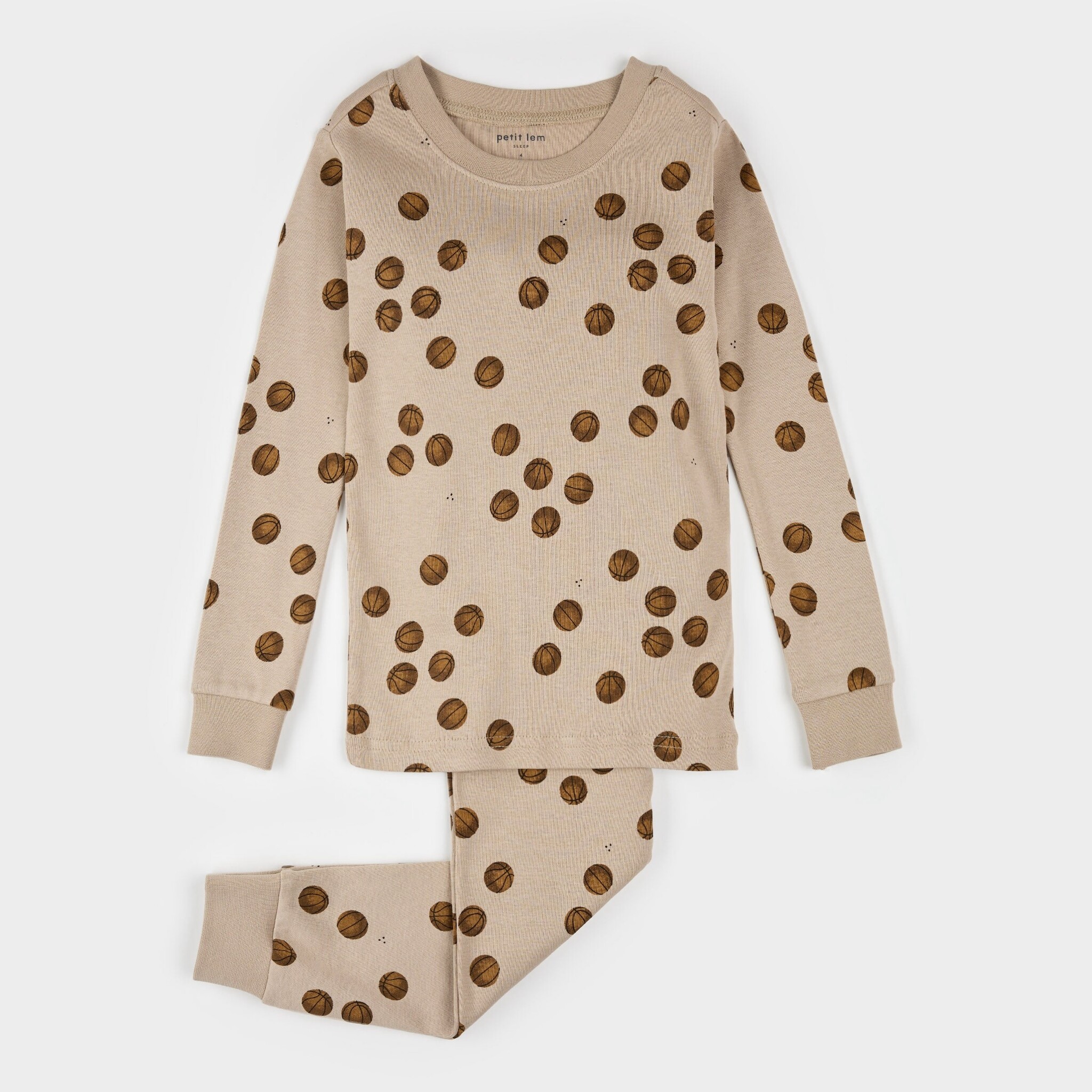 Petit Lem Ensemble de pyjama avoine à imprimé de basketball (8y/10y)