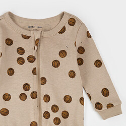 Petit Lem Basketball Print on Oatmeal Sleeper (6m/24m)