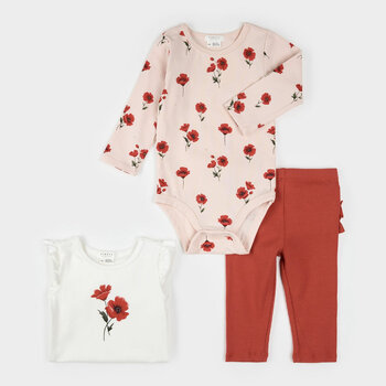 Petit Lem Ensemble cache-couche à imprimé coquelicots (3mcx)