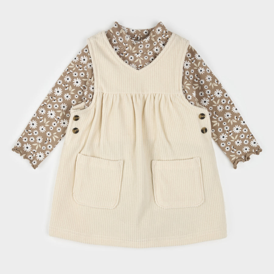 Petit Lem Ensemble de robe en velours côtelé à imprimé de marguerites