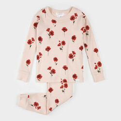 Petit Lem Ensemble pyjama rose à imprimé de coquelicots
