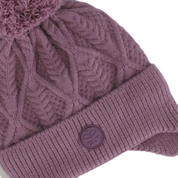 Calikids Tuque coup-vent en tricot pompon - Dusty orchid