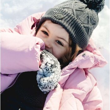 Calikids Tuque coup-vent en tricot pompon - Black ink