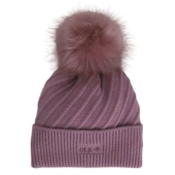 Calikids Tuque tricot pompon poile - Dusty Orchid