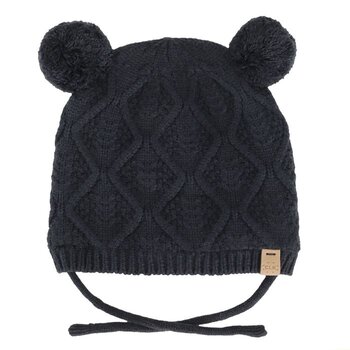 Calikids Tuque soft touch double pompon cordon - Black ink
