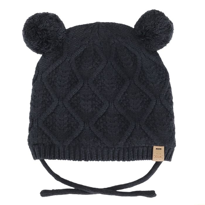 Calikids Tuque soft touch double pompon cordon - Black ink