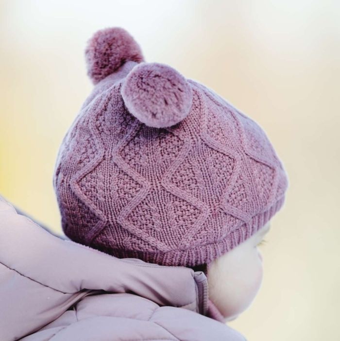 Calikids Tuque soft touch double pompon cordon - Rose dust