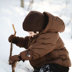 Calikids Tuque en tricot soft touch cordes - Coffee