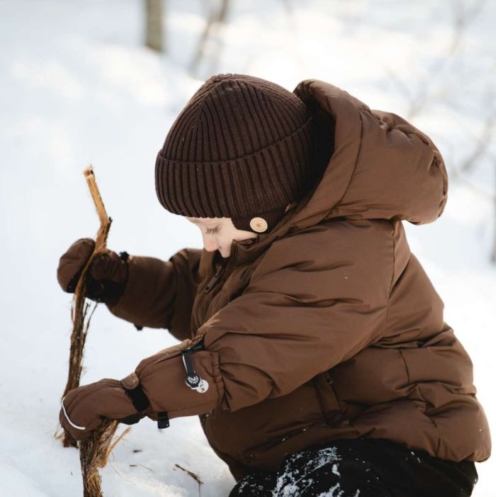 Calikids Tuque en tricot soft touch cordes - Coffee
