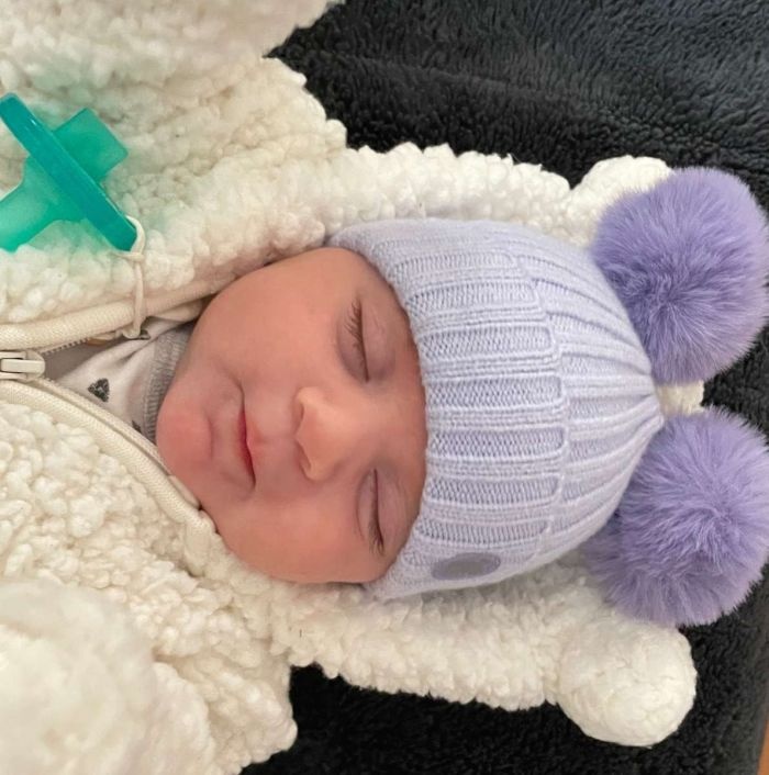 Calikids Tuque double pompon nouveau-née - Lavender