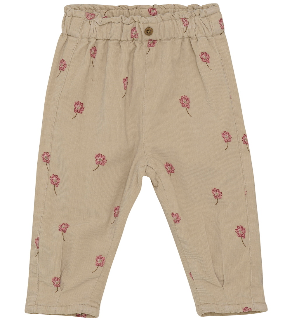 minymo Pantalon corduroy à imprimé de fleurs - Oxford tan