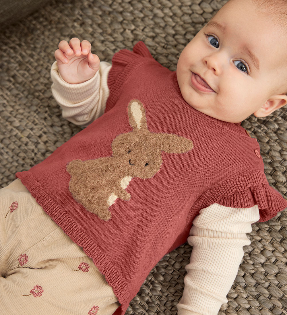 minymo Pantalon corduroy à imprimé de fleurs - Oxford tan