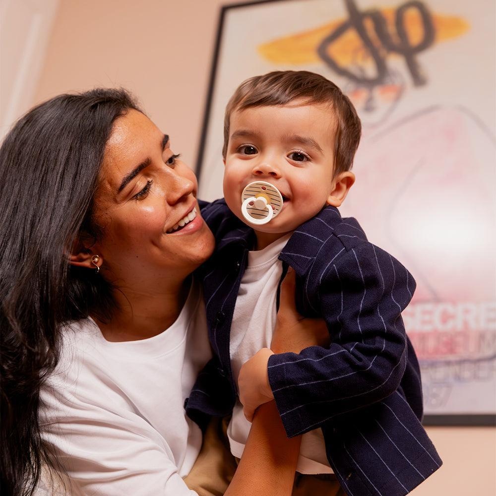 Bibs Ensemble de 2 suce 0-6 mois en latex - Ivory/Steel blue