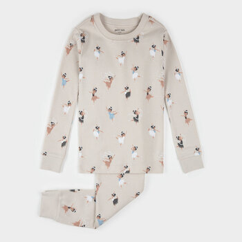 Petit Lem Ballerina Print on Cream PJ Set