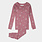 Petit Lem White Flowers Print on Mauve Ribbed PJ Set