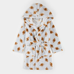 Petit Lem Football Print on Light Grey Plush Robe