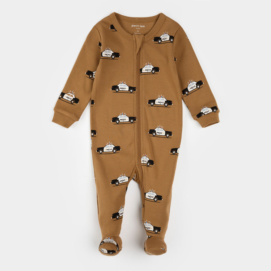 Petit Lem Police Car Print on Amber Sleeper