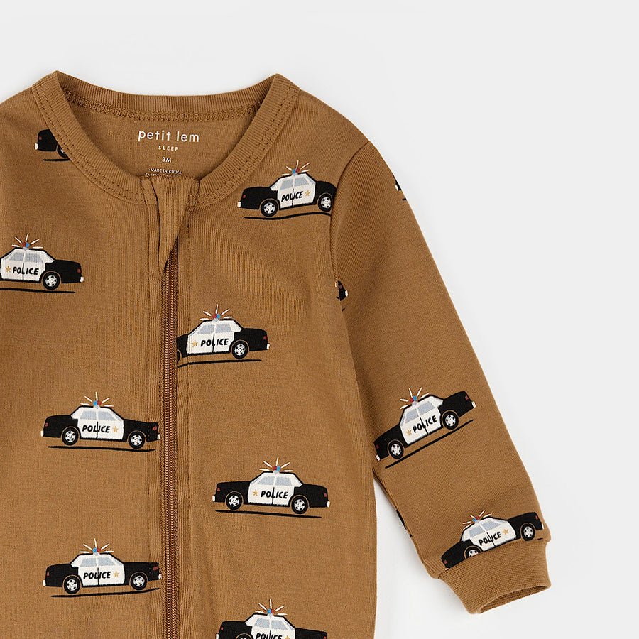 Petit Lem Police Car Print on Amber Sleeper