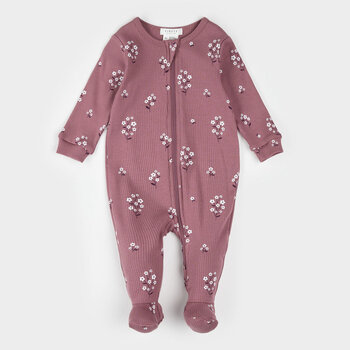 Petit Lem White Flowers Print on Mauve Sleeper