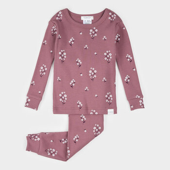 Petit Lem Ensemble pyjama mauve à imprimé fleurs blanches