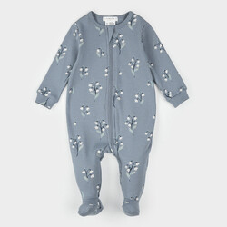 Petit Lem Snowdrop Print on Dusty Blue Sleeper